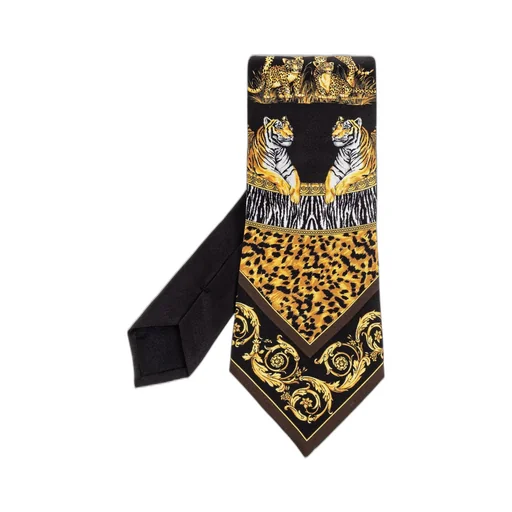 Tiger And Leopard Print Silk Tie