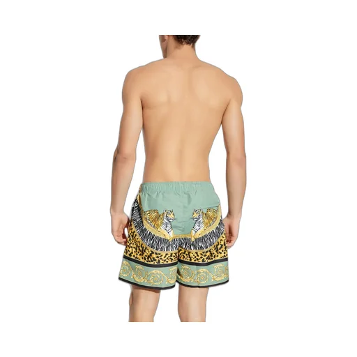 Swim Shorts With Tiger And Barocco Print