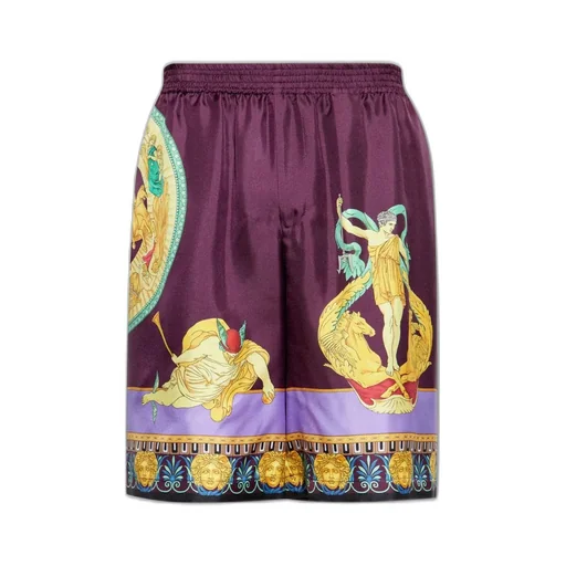 Medusa Print Silk Shorts