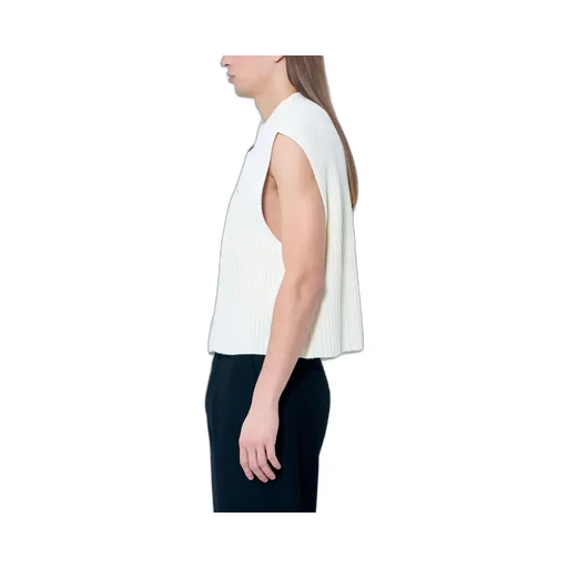 Ribbed Knit Zip Vest