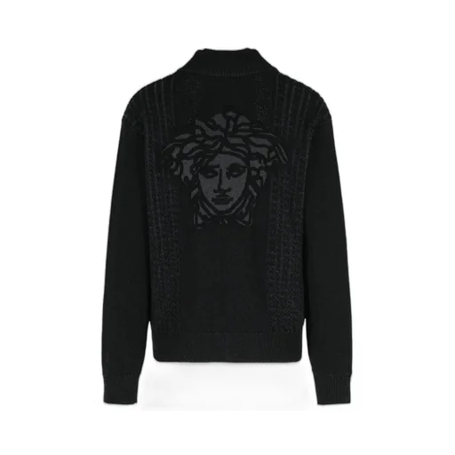 Medusa Print Zip-Up Cardigan