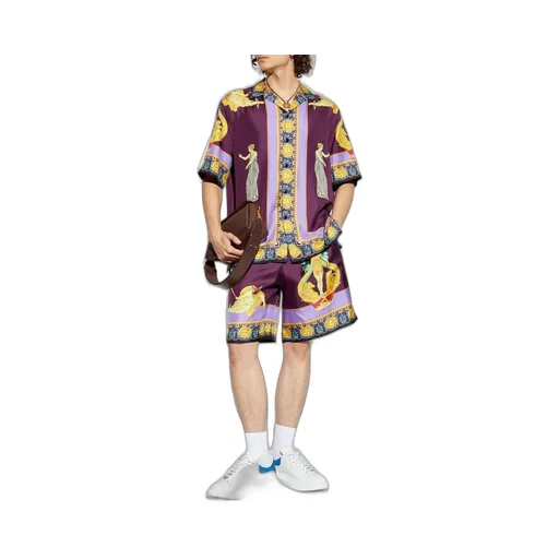 Medusa Print Silk Shorts