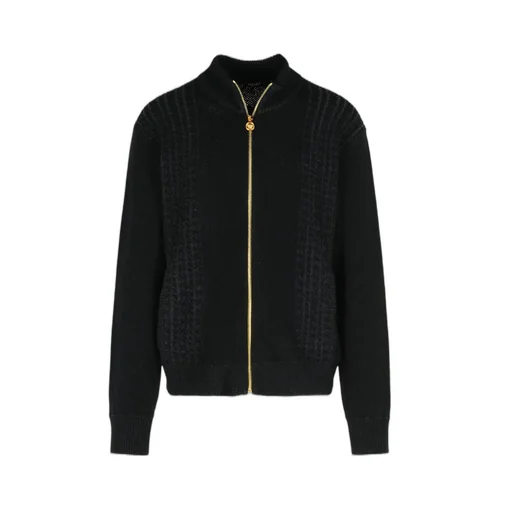 Medusa Print Zip-Up Cardigan