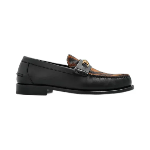 Loafers With Tiger Print And Medusa Buckle