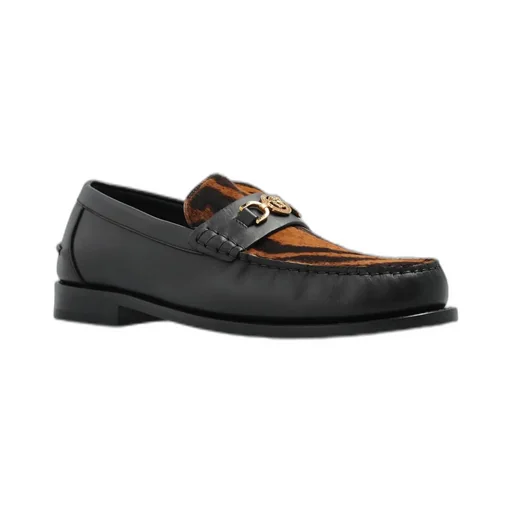Loafers With Tiger Print And Medusa Buckle