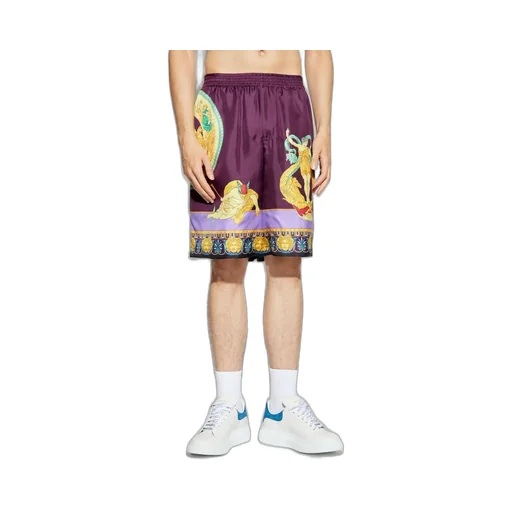 Medusa Print Silk Shorts