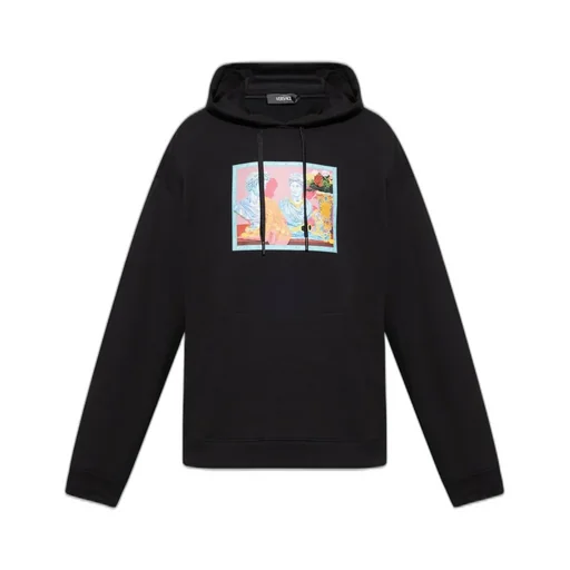 Hoodie With Medusa And Cherubs Print