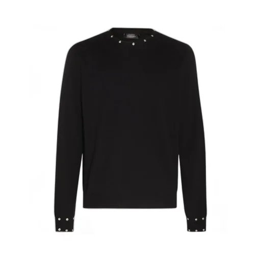 Crewneck Sweater With Medusa Studs