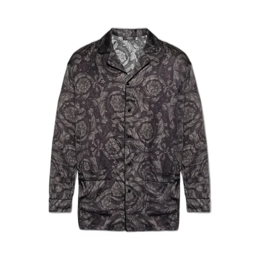 Baroque Print Silk Pajama Shirt