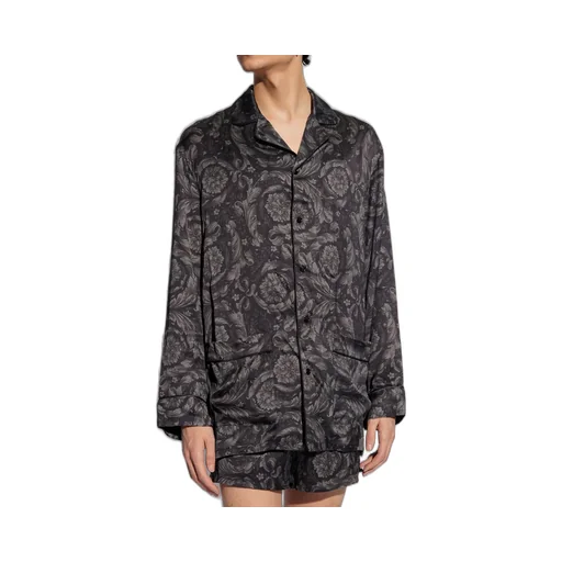 Baroque Print Silk Pajama Shirt