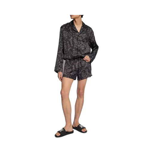Baroque Print Silk Pajama Shirt