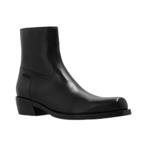 Square-Toe Leather Boots