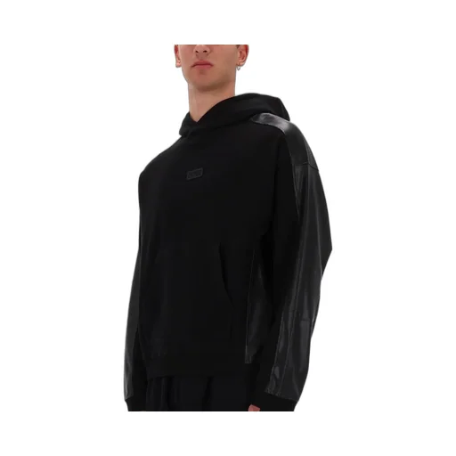 Hooded Sweatshirt With Faux Leather Inserts