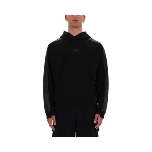 Hooded Sweatshirt With Faux Leather Inserts