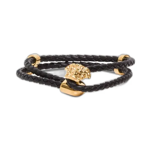 Medusa Charm Leather Bracelet