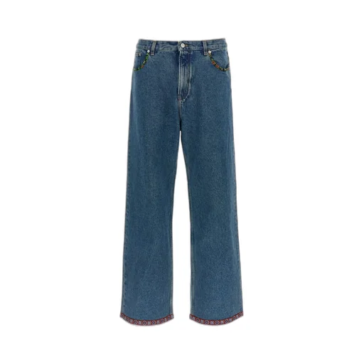 Wide-Leg Jeans With Embroidered Details