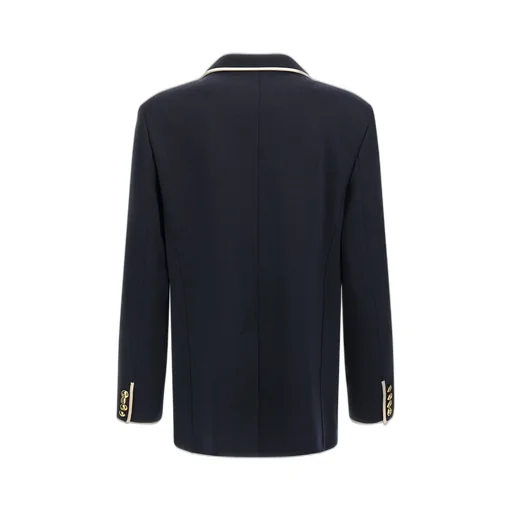 Double-Breasted Blazer With Contrast Piping