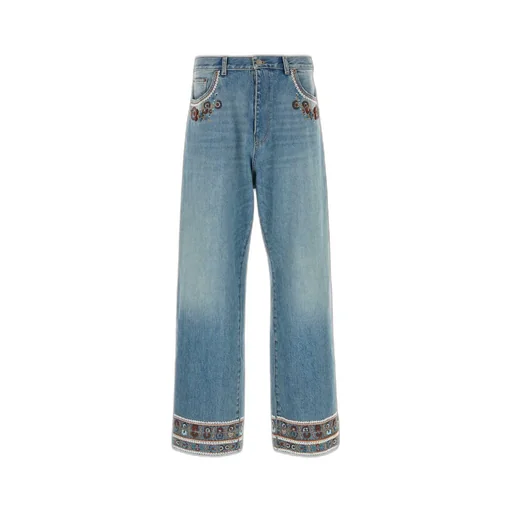 Wide-Leg Embroidered Jeans
