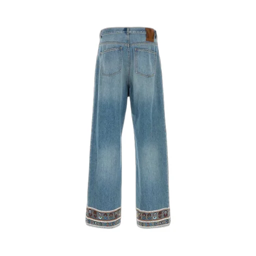 Wide-Leg Embroidered Jeans