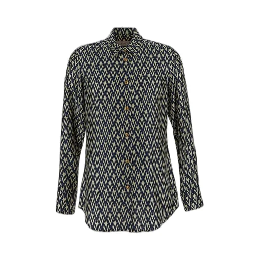 Geometric Print Button-Up Shirt