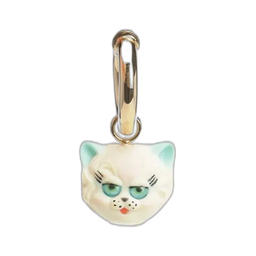 Cat Charm Hoop Earring