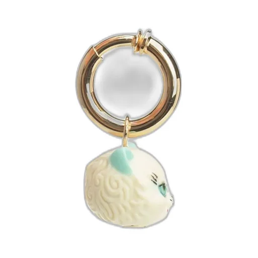 Cat Charm Hoop Earring