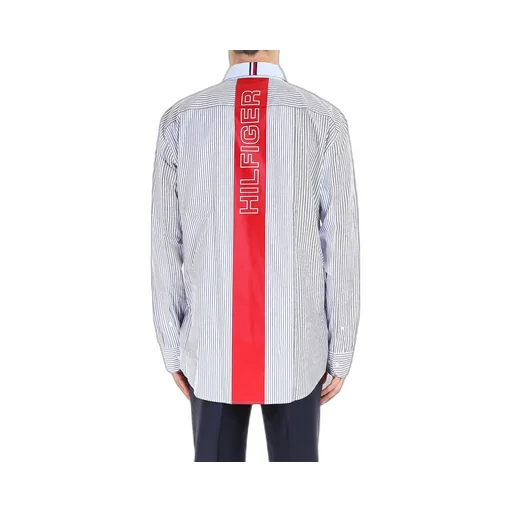 Striped Cotton Shirt With Contrast Panel