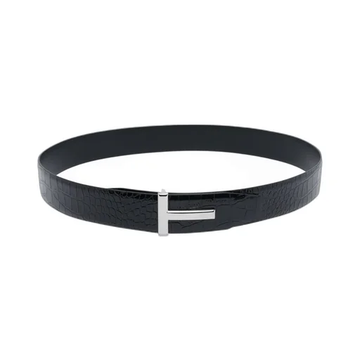 Crocodile Embossed Leather Belt