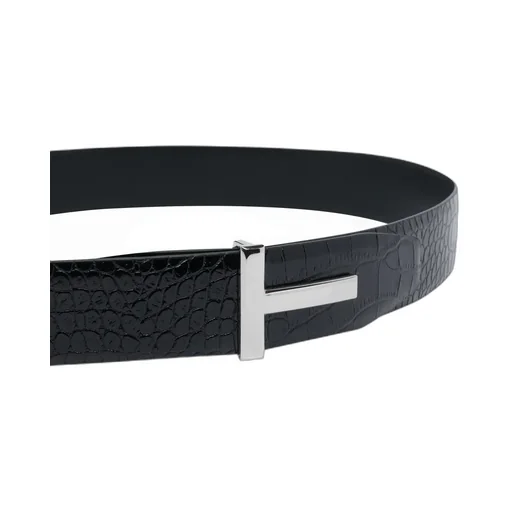 Crocodile Embossed Leather Belt