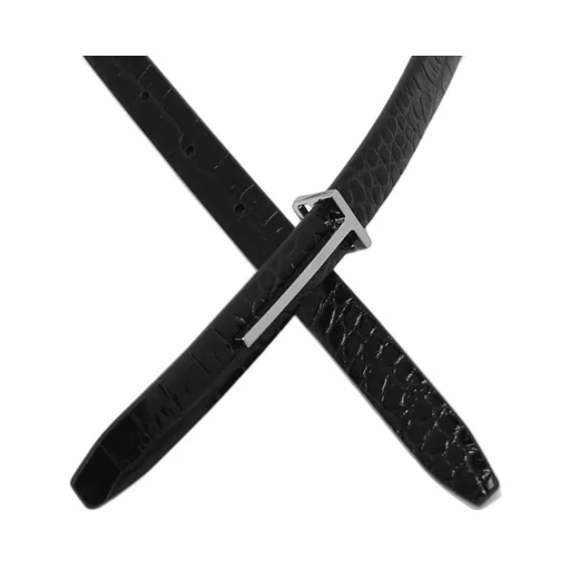 Crocodile-Effect Leather Belt