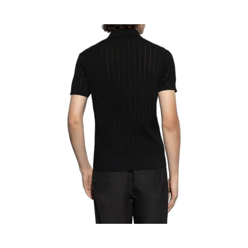 Striped Knit Polo Shirt