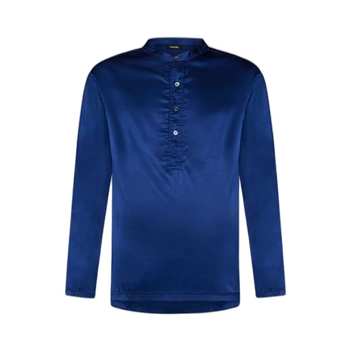 Long Sleeve Band Collar Shirt