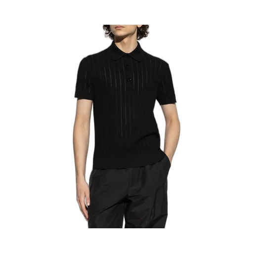 Striped Knit Polo Shirt