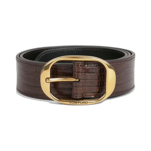 Lizard-Effect Leather Belt