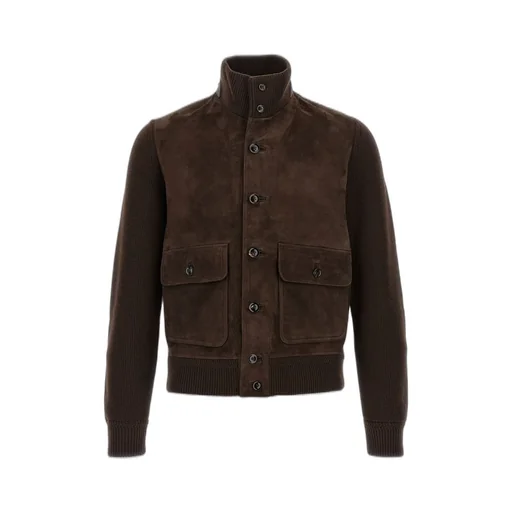 Suede And Knit Bomber Jacket