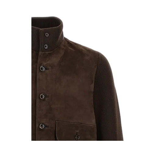 Suede And Knit Bomber Jacket