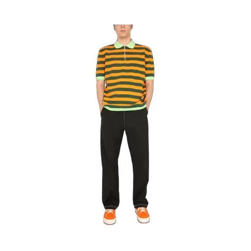 Striped Zip Polo Shirt