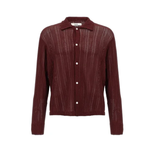 Ribbed Knit Polo Shirt