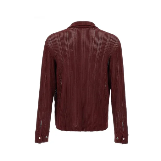 Ribbed Knit Polo Shirt