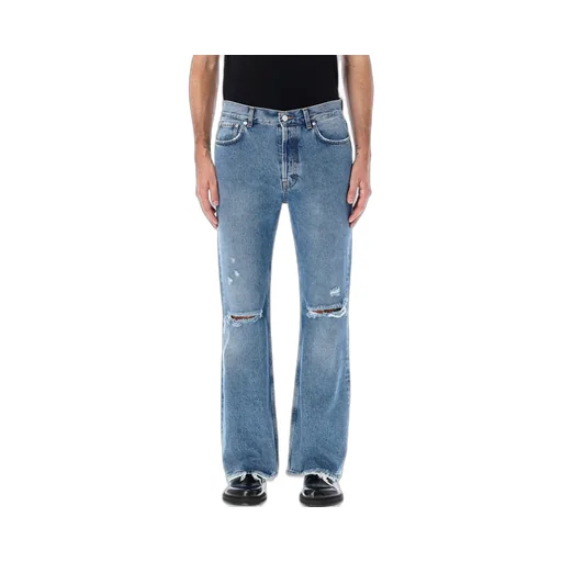 Distressed Wide-Leg Jeans