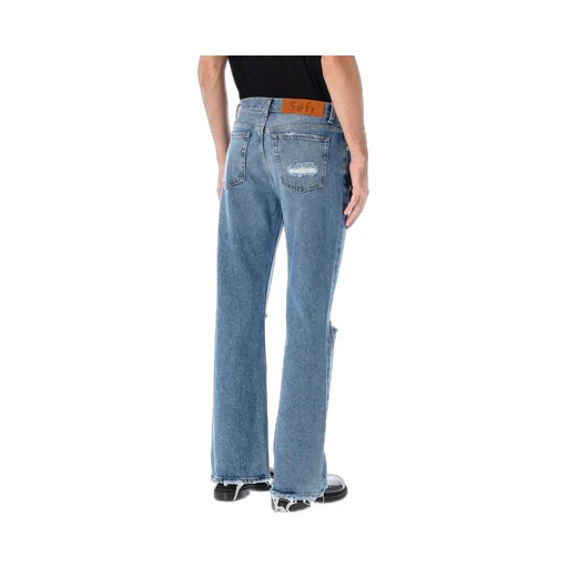 Distressed Wide-Leg Jeans