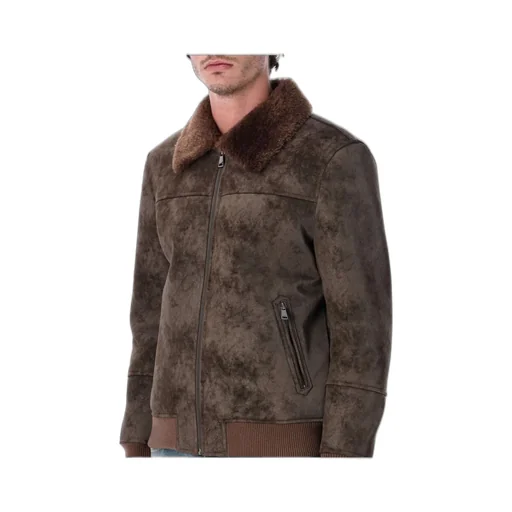 Bomber Jacket With Shearling Collar