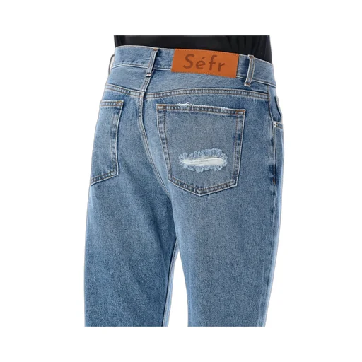 Distressed Wide-Leg Jeans