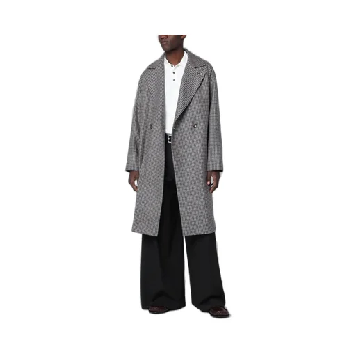 Houndstooth Wool Blend Coat