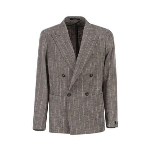 Double-Breasted Pinstripe Blazer