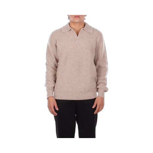 Ribbed Knit Polo Sweater