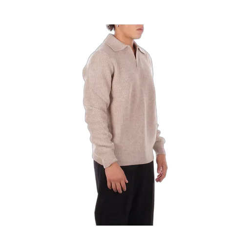 Ribbed Knit Polo Sweater