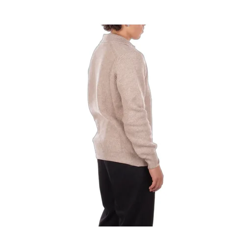 Ribbed Knit Polo Sweater