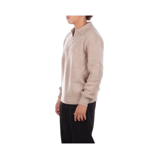 Ribbed Knit Polo Sweater