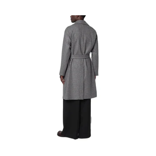 Houndstooth Wool Blend Coat